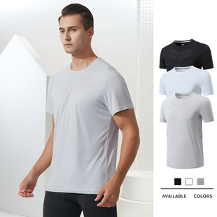 Men's Running Short-sleeved Lightweight Quick-drying Sports T-shirt Summer Outdoor Sports Training Round Neck Fitness Clothes Top