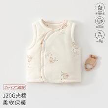 纯棉保暖婴幼儿马甲外套春秋季夹棉背心男女宝宝外出马夹坎肩新款