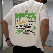 ins超火潮牌短袖T恤2025夏季新款宽松百搭学生港风印花上衣男