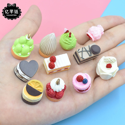 新款慕斯雙層草莓愛心蛋糕diy奶油膠手機殼裝飾頭飾發夾樹脂食玩