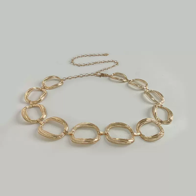 跨境现货可代发贴标女士时尚不规则圆圈几何腰链大气百搭经典腰带