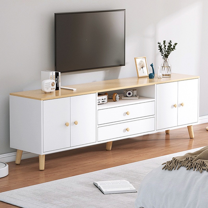 Gabinete de televisión de la sala de estar pequeño tipo moderno simple gabinete de suelo de madera sólida gabinete de televisión del dormitorio gabinete alto gabinete integrado gabinete de pared