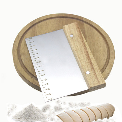 面粉团切刀木柄带刻度切面刀不锈钢面粉刮板蛋糕奶油刮刀烘焙工具