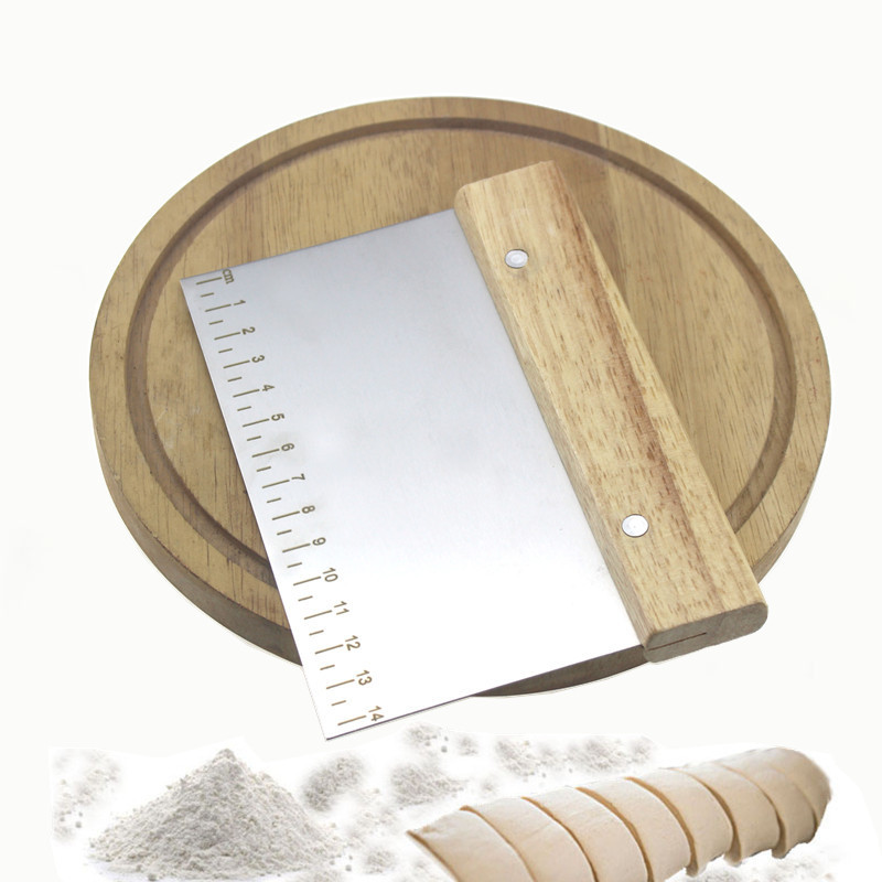 面粉团切刀木柄带刻度切面刀不锈钢面粉刮板蛋糕奶油刮刀烘焙工具