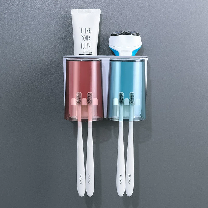 Toothbrush storage rack without punching mouthwash cup brush cup wall-mounted bathroom wall-mounted storage box tooth cylinder sleeve
