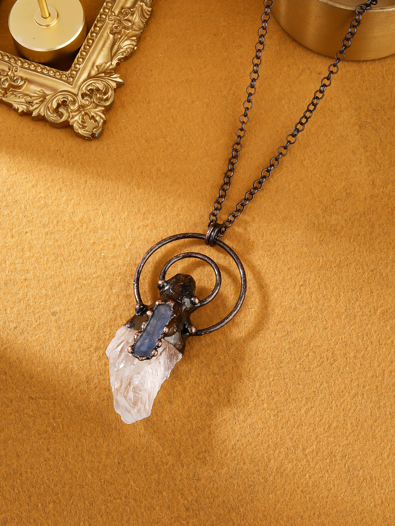 Pendant Necklace Classification Copper Chain Material cable chain Chain Type Women's Crystal Copper Cable Chain Healing Geometric Pendant Necklace Healing Crystals Jewelry