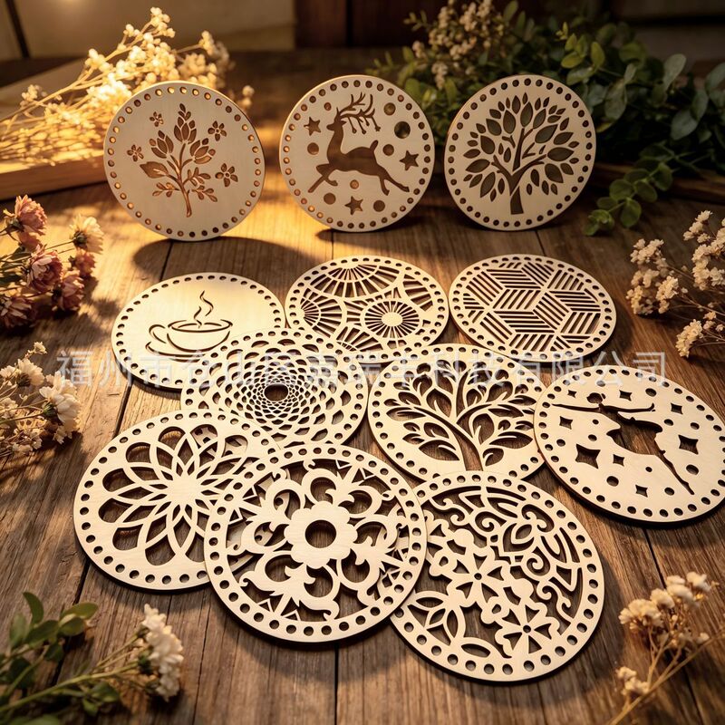 Wooden Products Are a Hot Seller Across Borders: Round Hollow Floral Pattern Bag Bases, DIY Hollow Crochet Cross-Stitch Bases