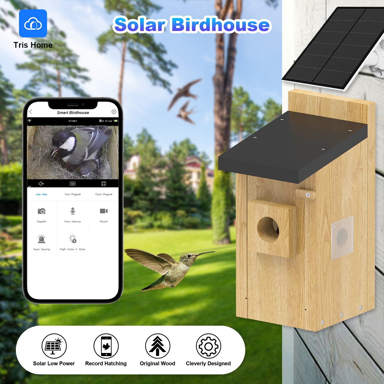 Fábrica de fuente de incubación visual nido de pájaros nido de pájaros comercio exterior explosión inteligente 2.5K HD cámara de monitoreo wifi