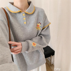 031慵懒风圆领卫衣女秋季新款薄款宽松韩版oversize女式上衣bf外