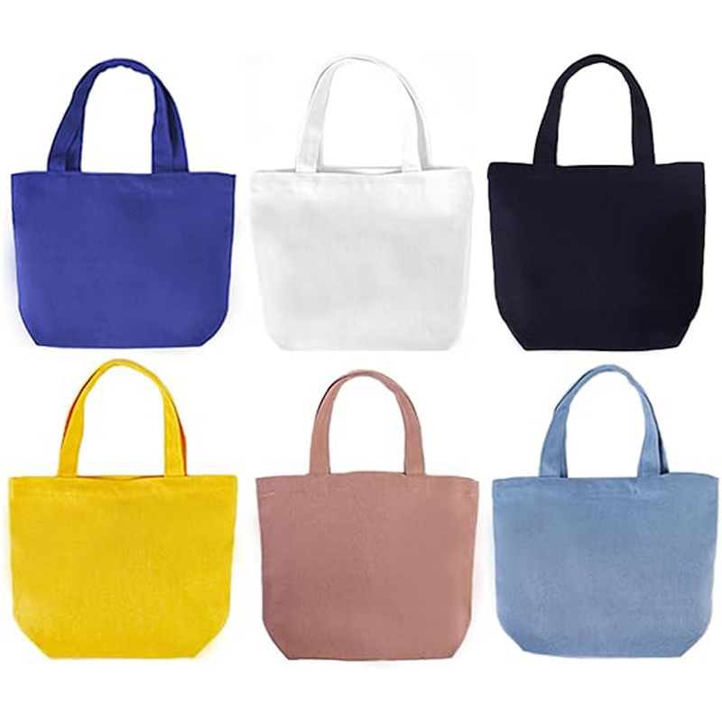 Canvas Tote Bag Reusable Cotton Shopping Bag Bulk Mini Handbag Large Capacity