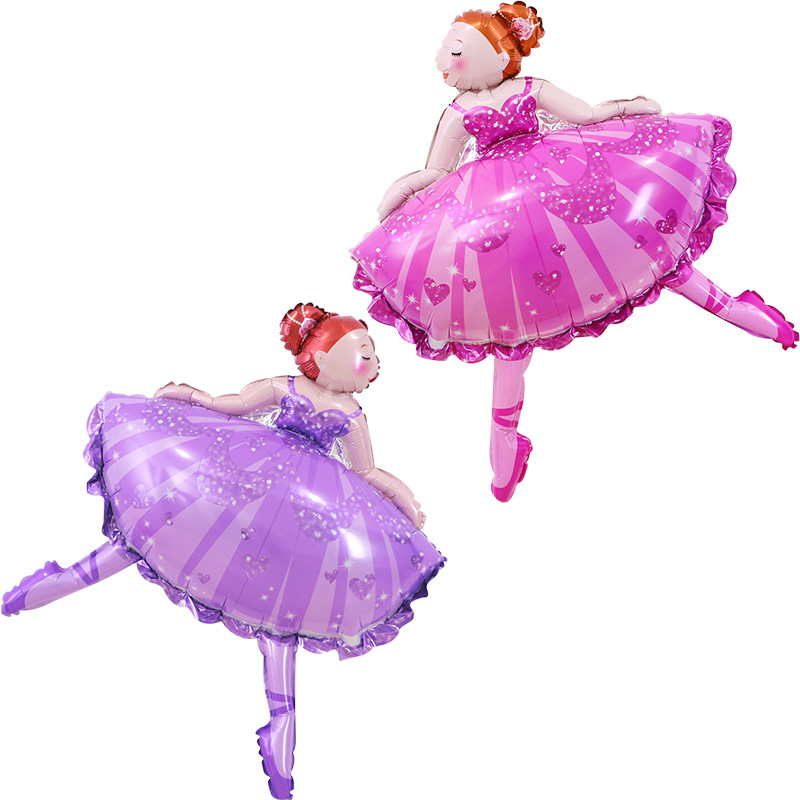 Ballet Dance Girl Cartoon Aluminum Foil Balloon Baby Birthday First Year Party Decoration Dancing Princess Balloon Wholesale