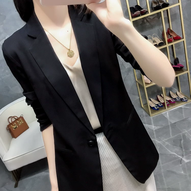 Женский тонкий костюм больших размеров 2023 летняя одежда Корейский Элегантный облегающий костюм с семью рукавами для полных девочек Солнцезащитная куртка