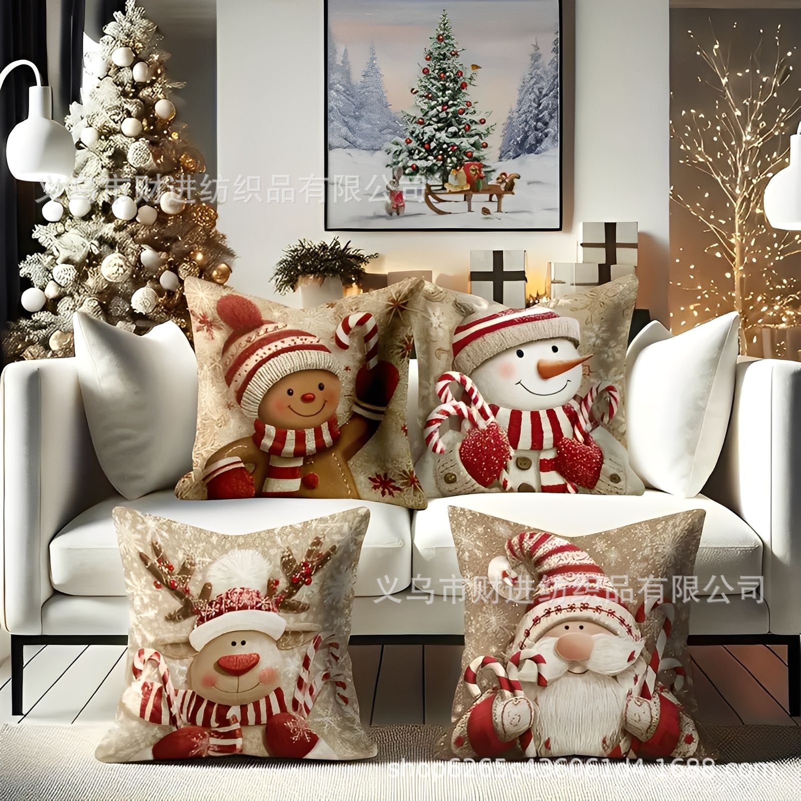 Transfronterizo Temu nueva combinación de Navidad abrazo funda de almohada Amazon casa sofá decoración cojín funda de almohada al por mayor image 33