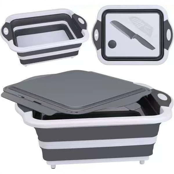 Plastic Folding Water Filter Basket for Home Use, Extendable Fruit and Vegetable Washing Basin, Portable Draining Cutting Board, Kitchen Tool