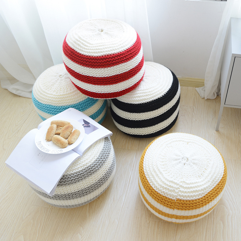 腈纶针织坐蹲 圆形坐垫豆豆针织毯坐垫地垫|ru