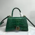 Crocodile pattern emerald green gold buckle