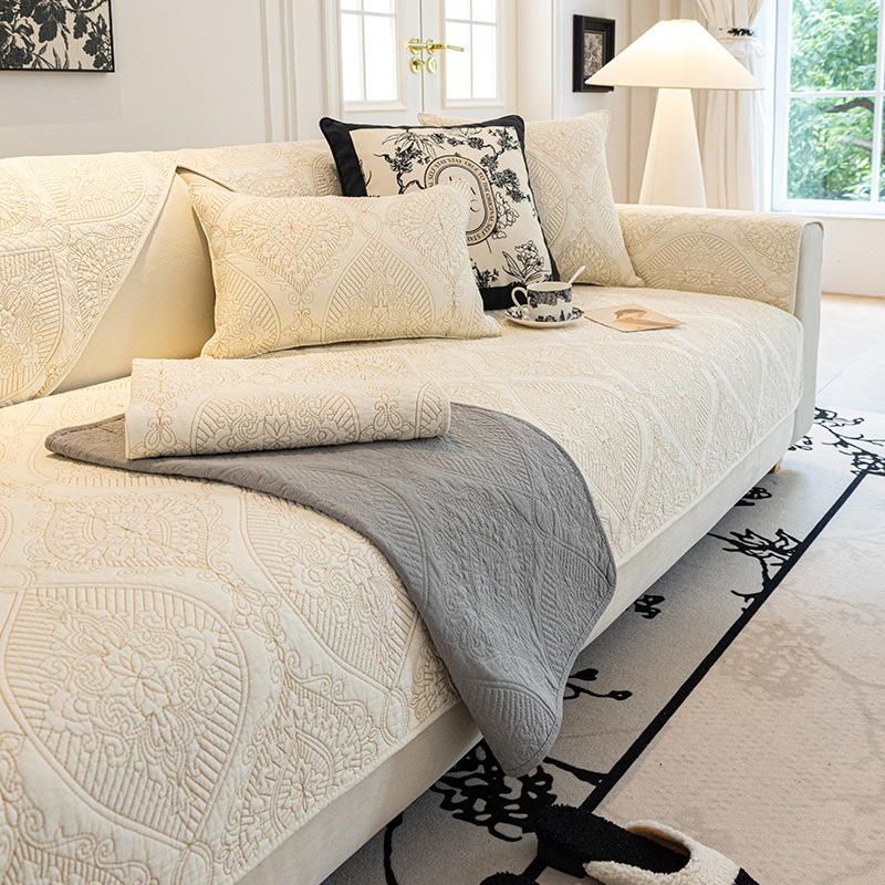 2024 New Four Seasons Cotton Sofa Cushion Non-slip Cotton Fabric Japanese and Korean Style Cushion Universal Cover Cover Towel Sofa Cover