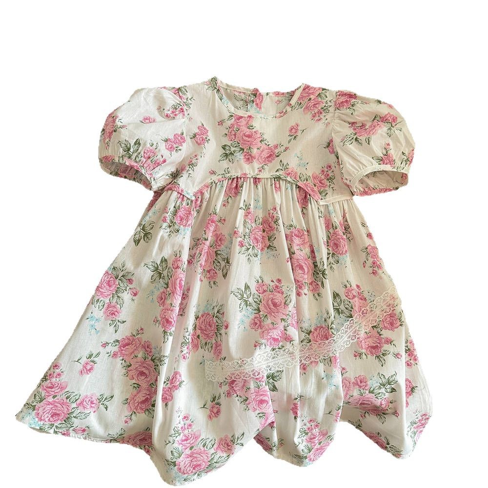 Vestido floral de temperamento de siete niñas con limón salado 25 verano nuevo estilo infantil estilo rural vestido de princesa con mangas abullonadas