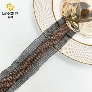 新款16排1.2mm铜珠链金属链条花边DIY服装外套门襟边装饰辅料花边