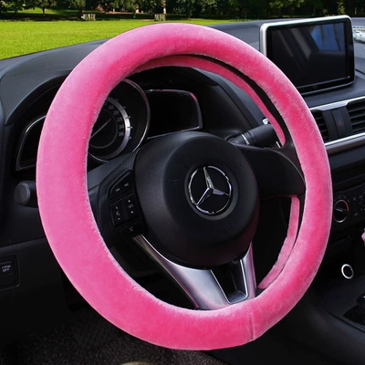 Steering wheel cover: cover car handle cover universal - solid-pink-steering-wheel-cover-round-38cm