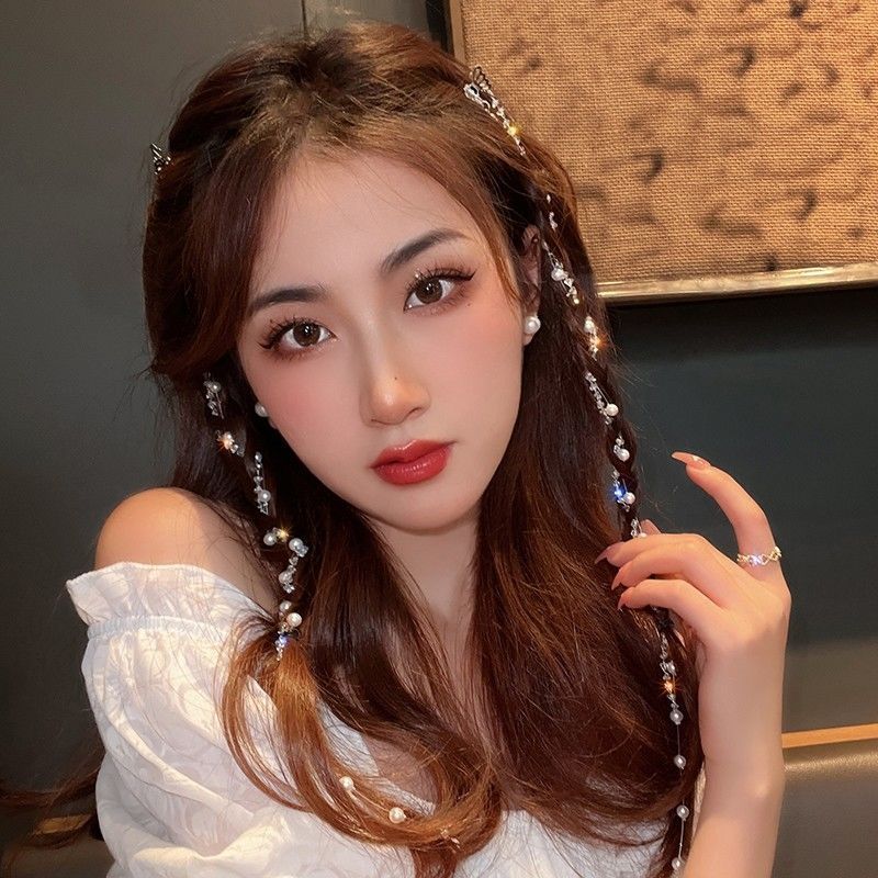 Shake Tone Same Style Pearl Dirty Braid Hair Chain Female Internet Celebrity Temperament High Horsetail Li Qin Same Style Star Hair Rope Hairpin Shake Tone Same Style Pearl Dirty Braid Hair Chain Female Internet Celebrity Temperament High Horsetail Li Qin Same Style Star Hair Rope Hairpin