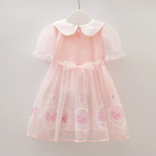 Elsa Princess Dress Summer Short Sleeve Girls' 2024 Model Stylish Estonia Formal Dress Elsa Dress