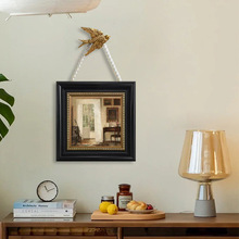 法式古典艺术复古飞鸟珍珠项链挂画客厅小众餐厅中古风卧室装饰画