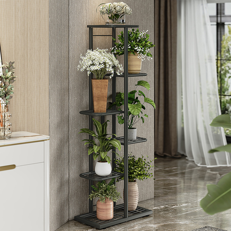 北欧家庭用の軽い豪華なベランダの物置棚金属鉄芸客間のシンプルな植木鉢の多層掛け棚|undefined