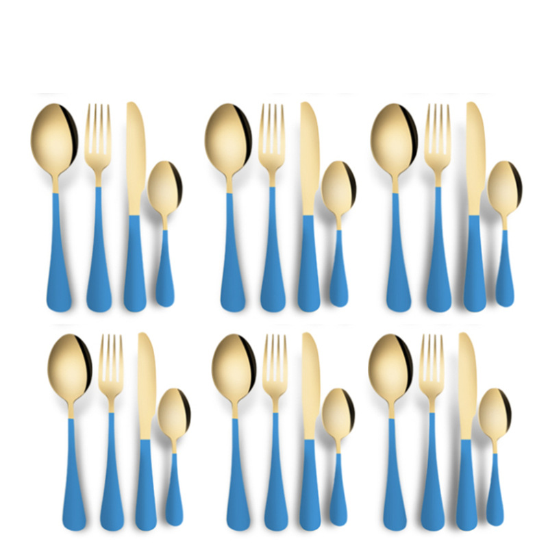 Amazon tiktok popular vajilla de acero inoxidable 24 piezas traje 1010 cuatro piezas principales 6 personas usan comida occidental cuchillo, tenedor y cuchara