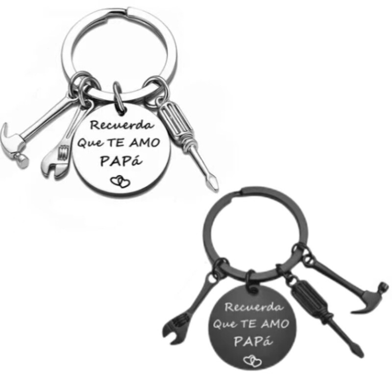 Father's Day Gift: Hammer, Wrench, Screwdriver, Laser-Engraved Stainless Steel Keychain