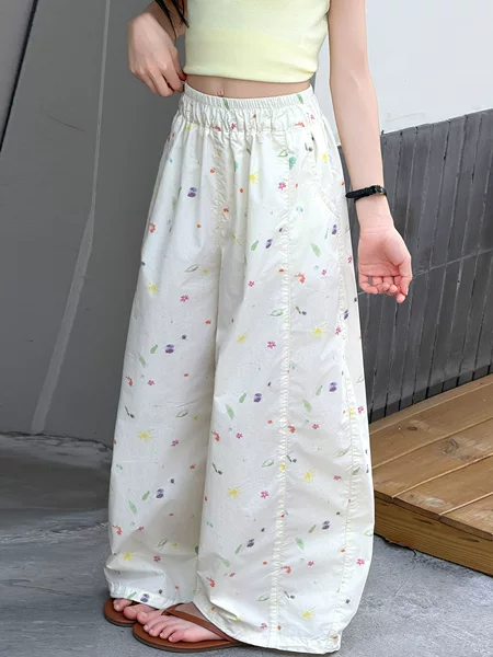 Summer Thin Casual Pants for Older Girls 2026 New Children's Clothing Girls' Loose Floral Long Pants Mosquito-Proof Pants