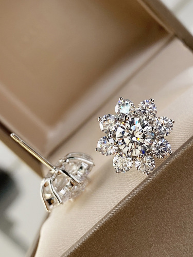 Live streaming source imitation moissanite flower sunflower necklace female internet celebrity same style ring full diamond zircon earrings set 