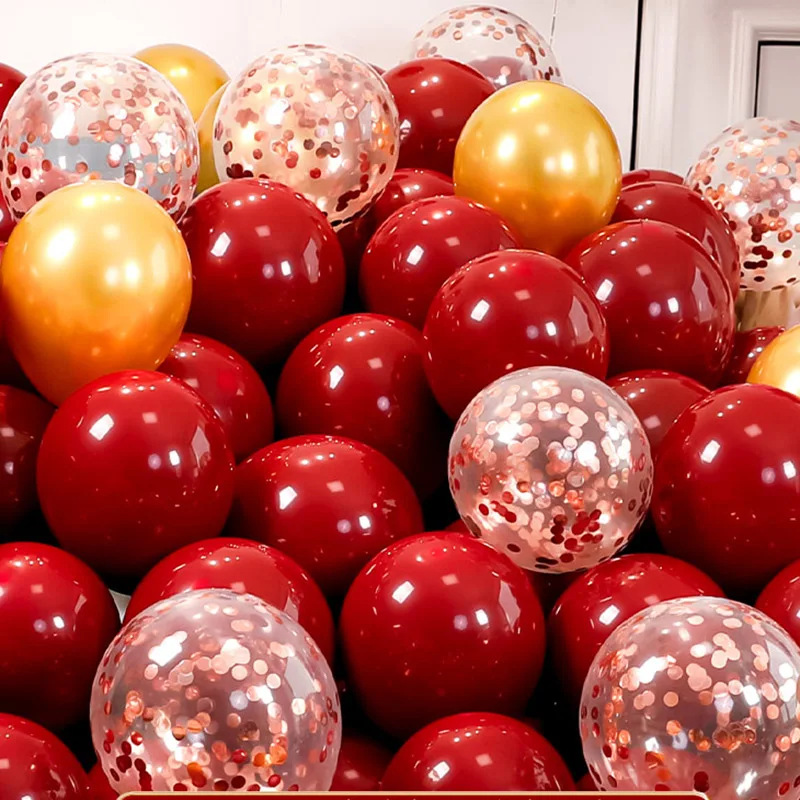 Decoración de la casa de boda globo de boda doble capa gruesa granada rubí globo rojo compromiso suministros de boda