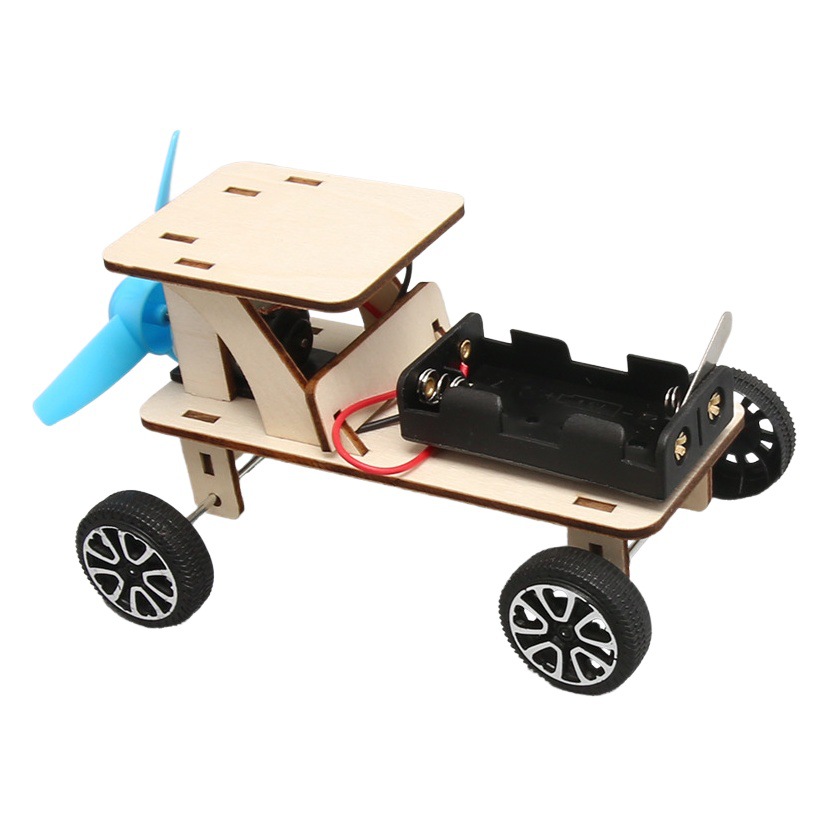 Viento de madera coche para niños Tecnología pequeña producción invención DIY material hecho a mano paquete estudiante ciencia experimento equipo