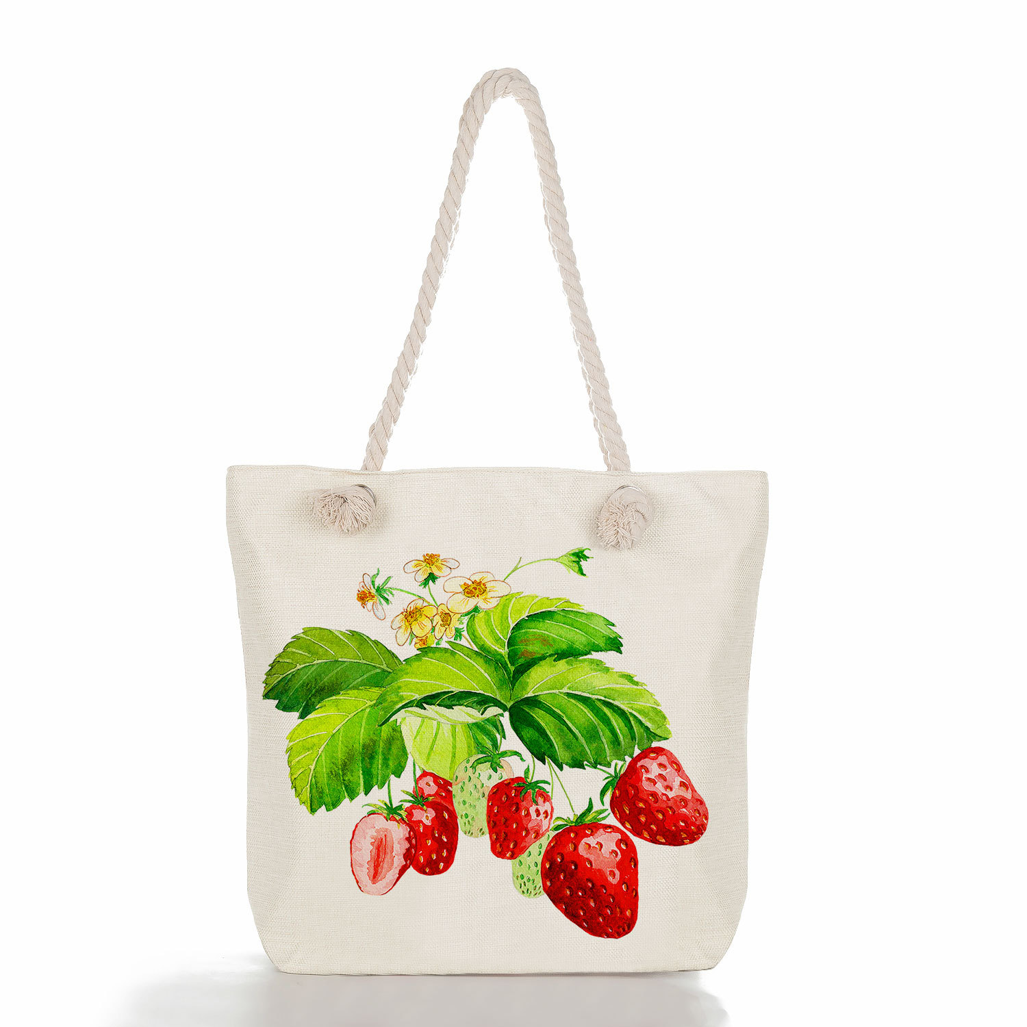 Women's Cotton And Linen Fruit Strawberry Cute Square Zipper Tote Bag display picture 7