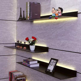 铝合金置物架LED灯客厅卧室厨房储物架发光层板金属隔板壁挂书架
