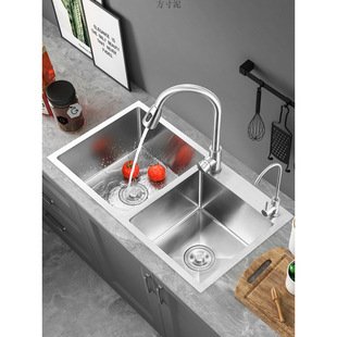 Kitchen dish basin thickened su304 stainless steel dish basin single and double sink handmade water factory a wholesale