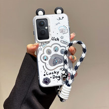 银边彩银适用OPPOA96卡通A74女生A55挂件A38手机壳猫狗爪A17K可爱