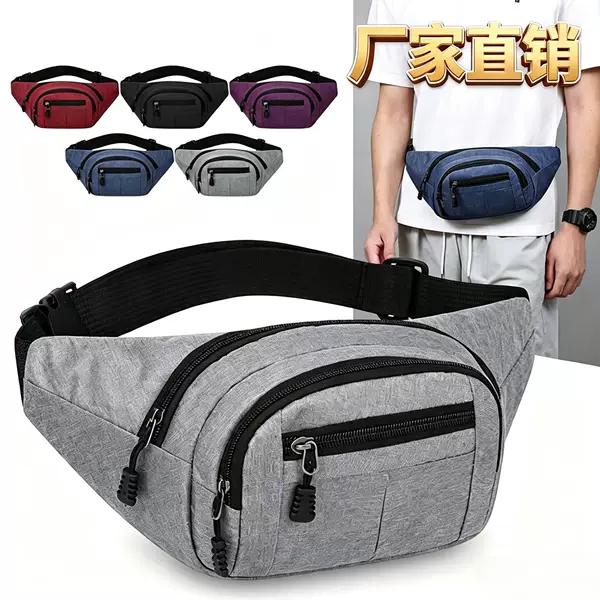 in stock Waist Bag Men's Casual Korean Style Lightweight Oxford Cloth Bag New Fashion Sports Shoulder Chest Bag Crossbody Backpack