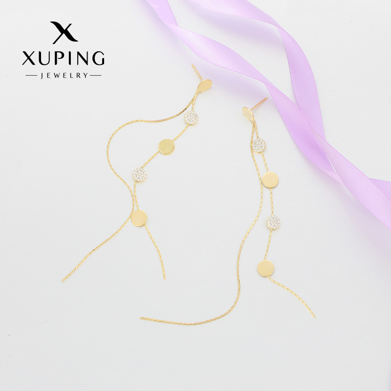 Xuping aretes de lengüeta de aleación de cobre chapado 14k de color círculo geométrico temperamento europeo y americano transfronterizo orejas al por mayor mujeres