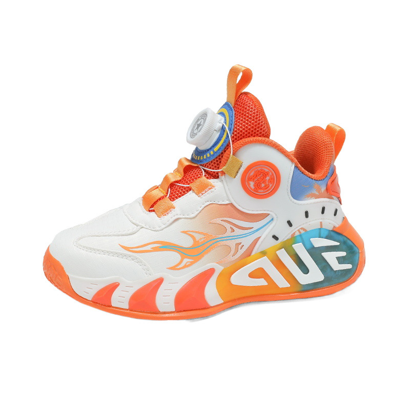 Zapatos de baloncesto para niños botones de fricción sonora primavera y otoño zapatos de entrenamiento de cuero para niños y niñas nuevos zapatos para correr