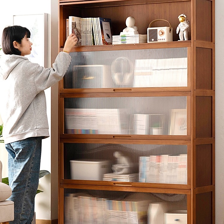 Bookshelf Floor-Standing Storage Rack Bookcase Home Kidsren's Living Room Solid Wood Simple Bedroom Wall Storage Cabinet Display Tω