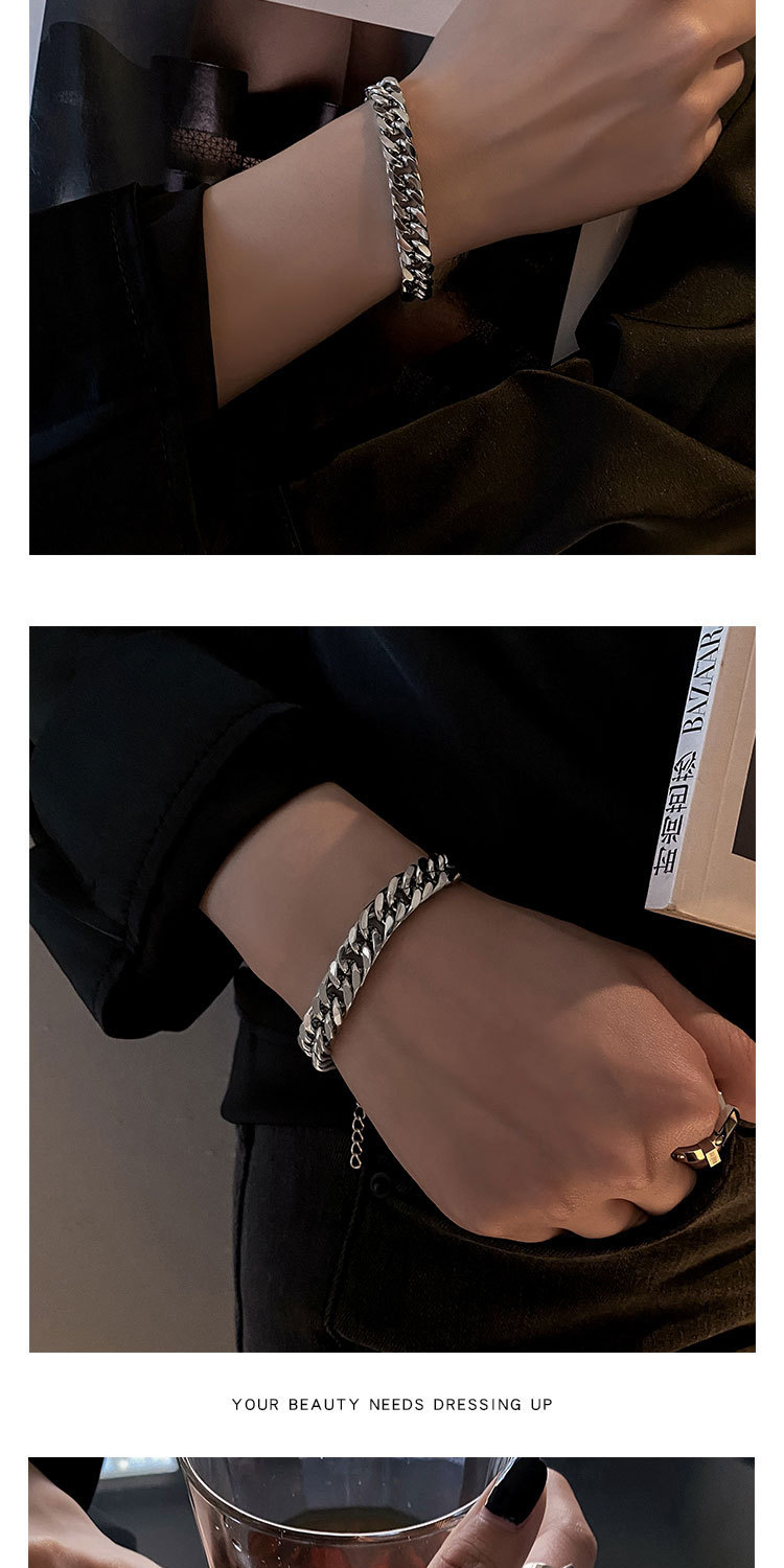 25g Weight Titanium Steel Pendant Material Bracelets Classification Titanium Steel Chain Material Hip-Hop Solid Color Titanium Steel Plating Men's Bracelets Men's Chain Bracelets