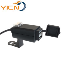 电动车双usb手机充电器转5V车载充电防尘改装摩托车双QC快速车充