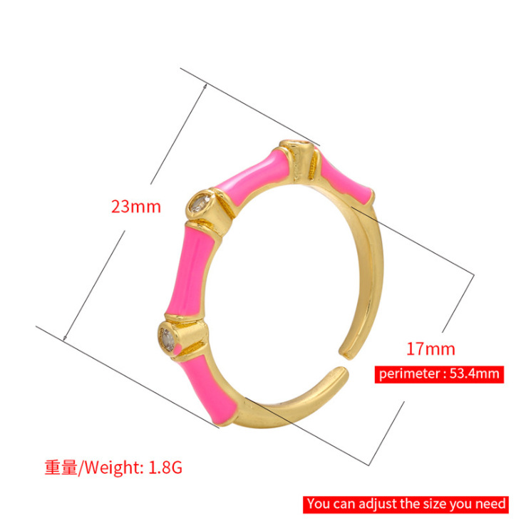 2g Weight Zircon Inlay Material Women's Korean-style Fashionable Drip Ring, Adjustable Round Diamond-embedded Cross-border Diy Ornament Accessories