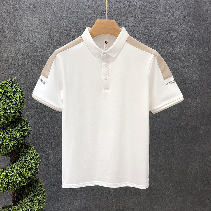 Camisa de polo de verano súper guapo Camiseta de cuello de color de contraste de marca de moda de manga corta para hombres 2023 nueva camiseta de gama alta para hombres