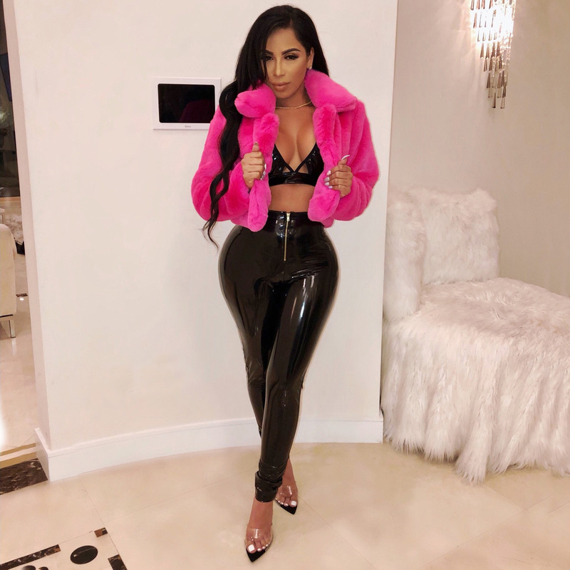 Amazon Wish Dunhuang Hot Selling European and American Autumn and Winter Loose Artificial Fur Cardigan Short Jacket Plush Jacket