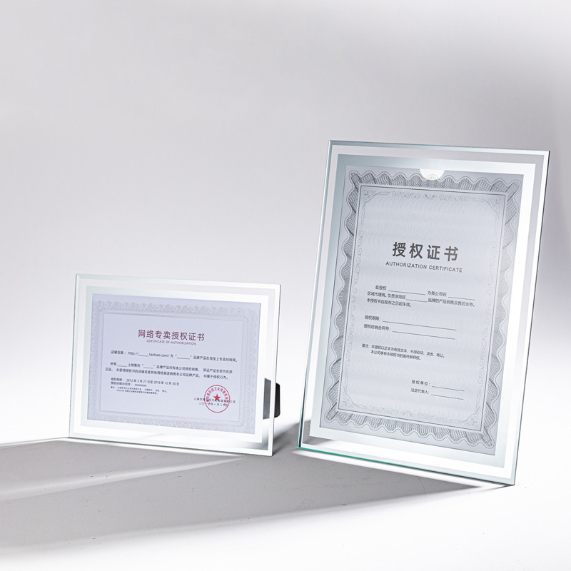 Transparent Certificate Photo Frame A5A4A 3inch Honorific Authorization Certificate Frame Display Stand Crystal Glass Award Framing Display Frame