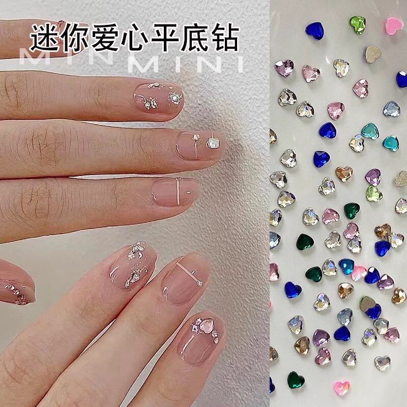 Popular Manicure Mini Heart Diamond Jewelry Set Colorfulful Small Peach Heart Shaped Flats Bottom Diamond Flash Fake Nail Accessories Popular Manicure Mini Heart Diamond Jewelry Set Colorfulful Small Peach Heart Shaped Flats Bottom Diamond Flash Fake Nail Accessories