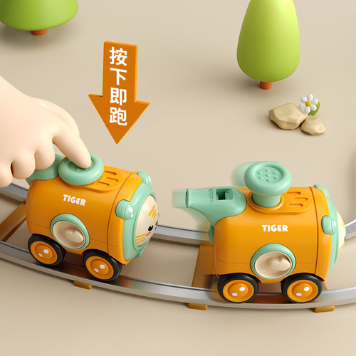 Children's puzzle resistant to falling face changing whistle push and slide train inertia toy car boy gift toy wholesale